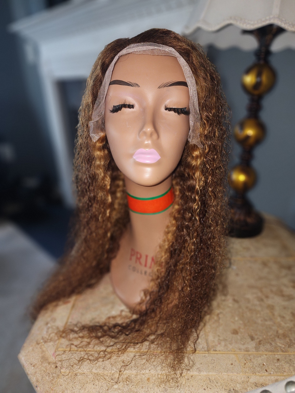 Honey Brown Curly Lace Front Wig - Unbranded Human Hair 32"